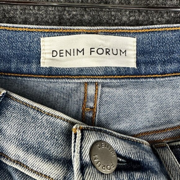 Denim Forum Jeans Womens 28 The Nico Mid Rise Skinny Crop Light Wash Stretch - Picture 5 of 10